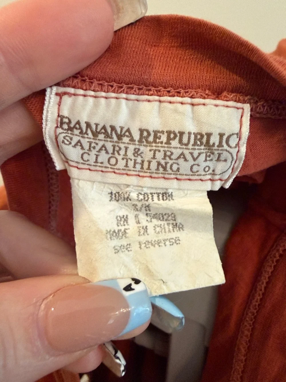 Banana Republic Men's Washed Orange Crew Neck Tee